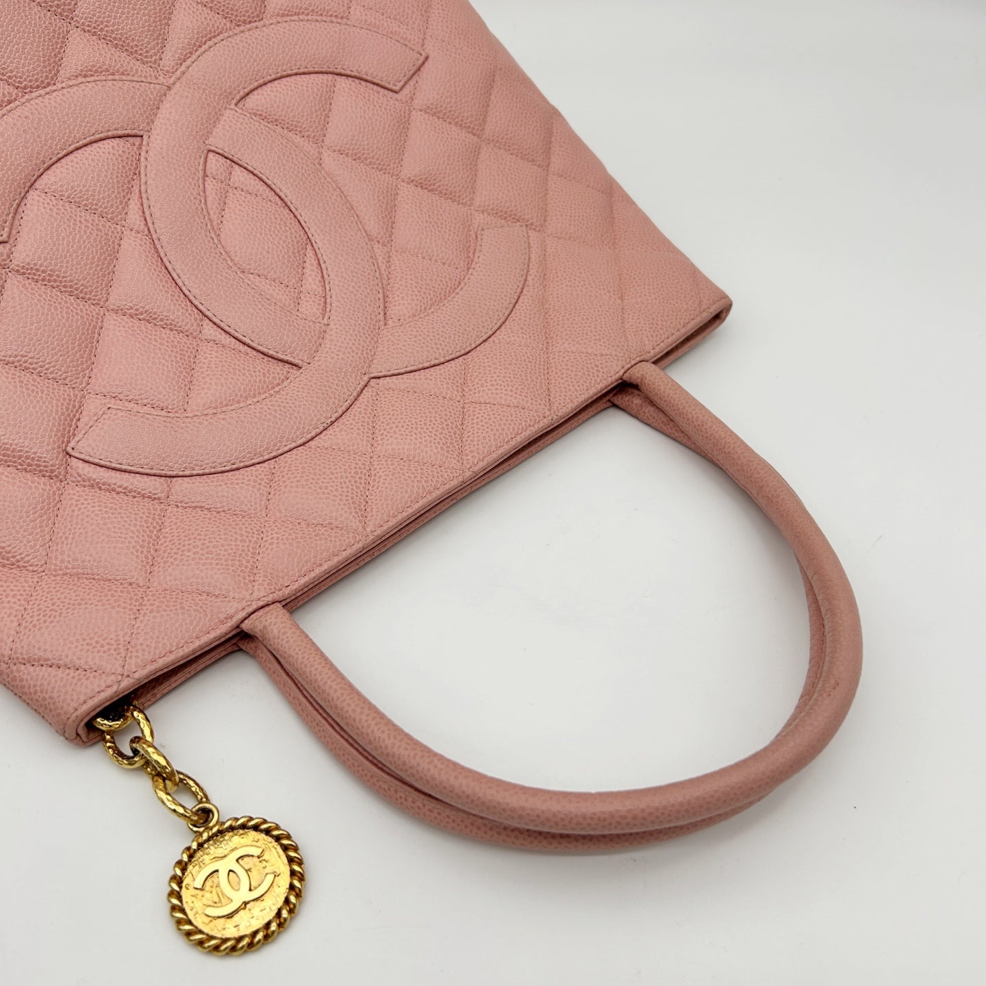 Chanel Pink Medallion Tote Bag with Gold Charm [Used]