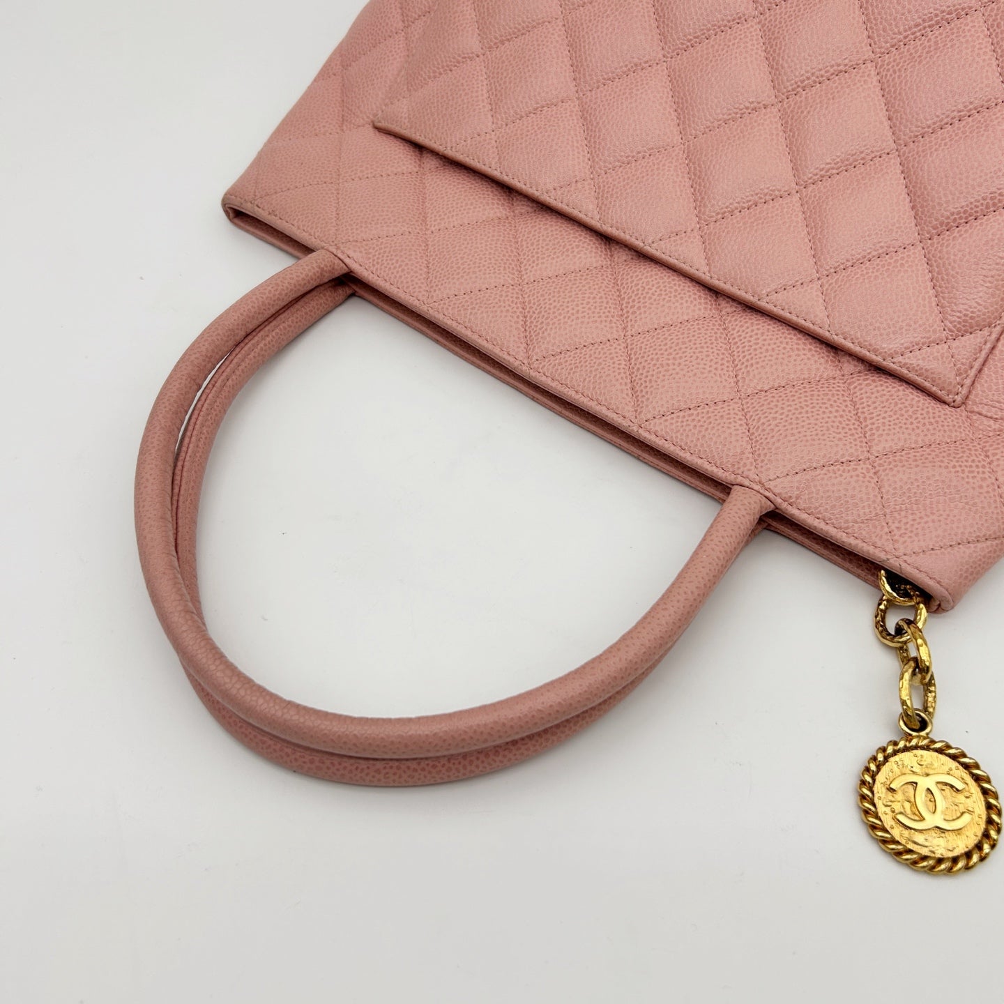 Chanel Pink Medallion Tote Bag with Gold Charm [Used]
