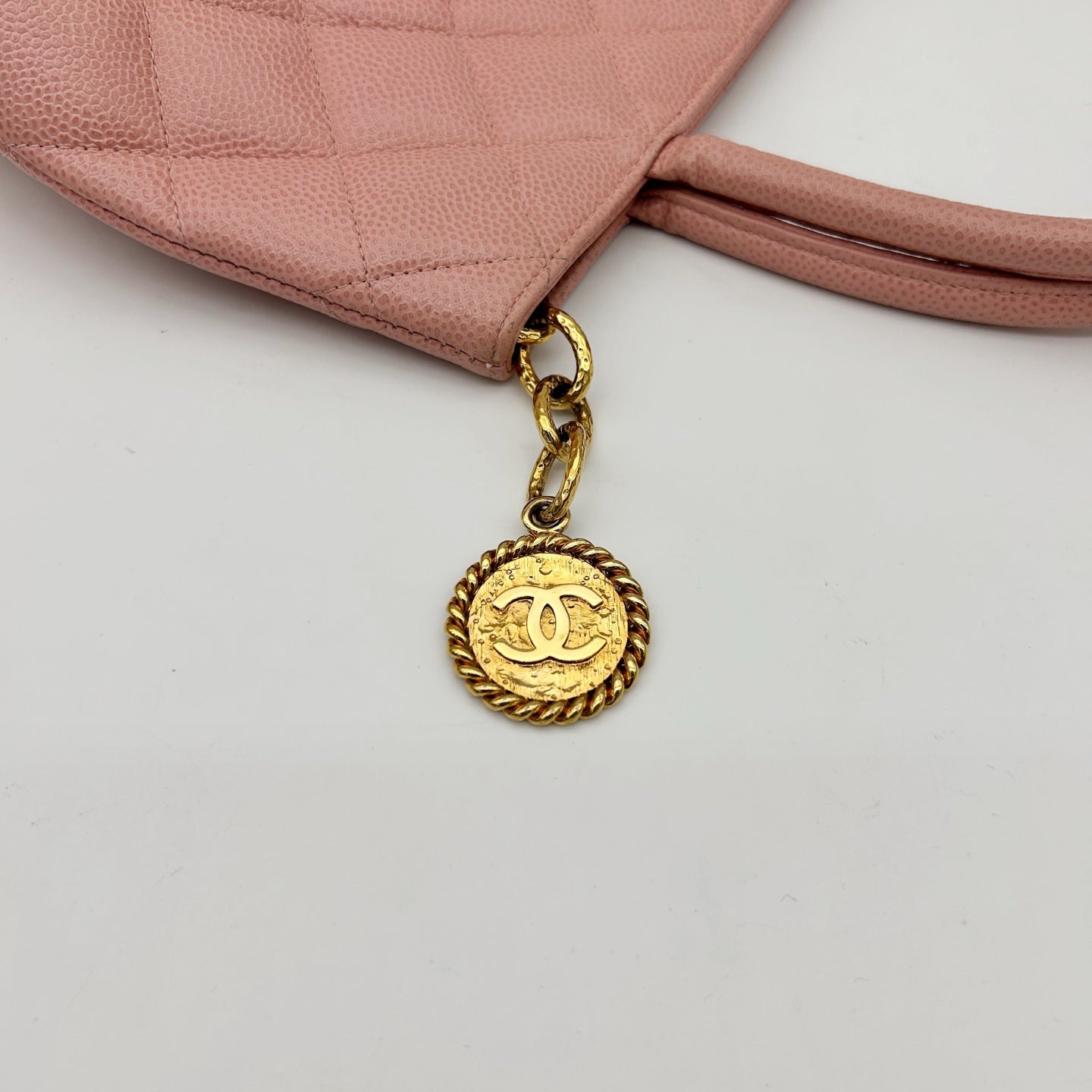 Chanel Pink Medallion Tote Bag with Gold Charm [Used]