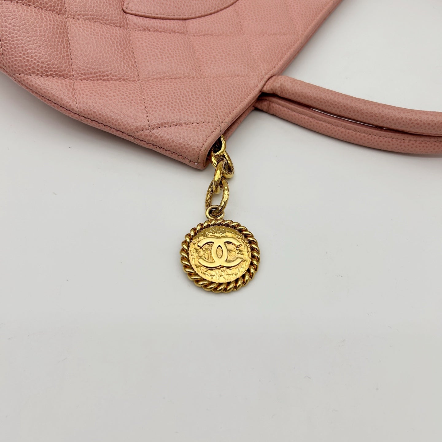 Chanel Pink Medallion Tote Bag with Gold Charm [Used]