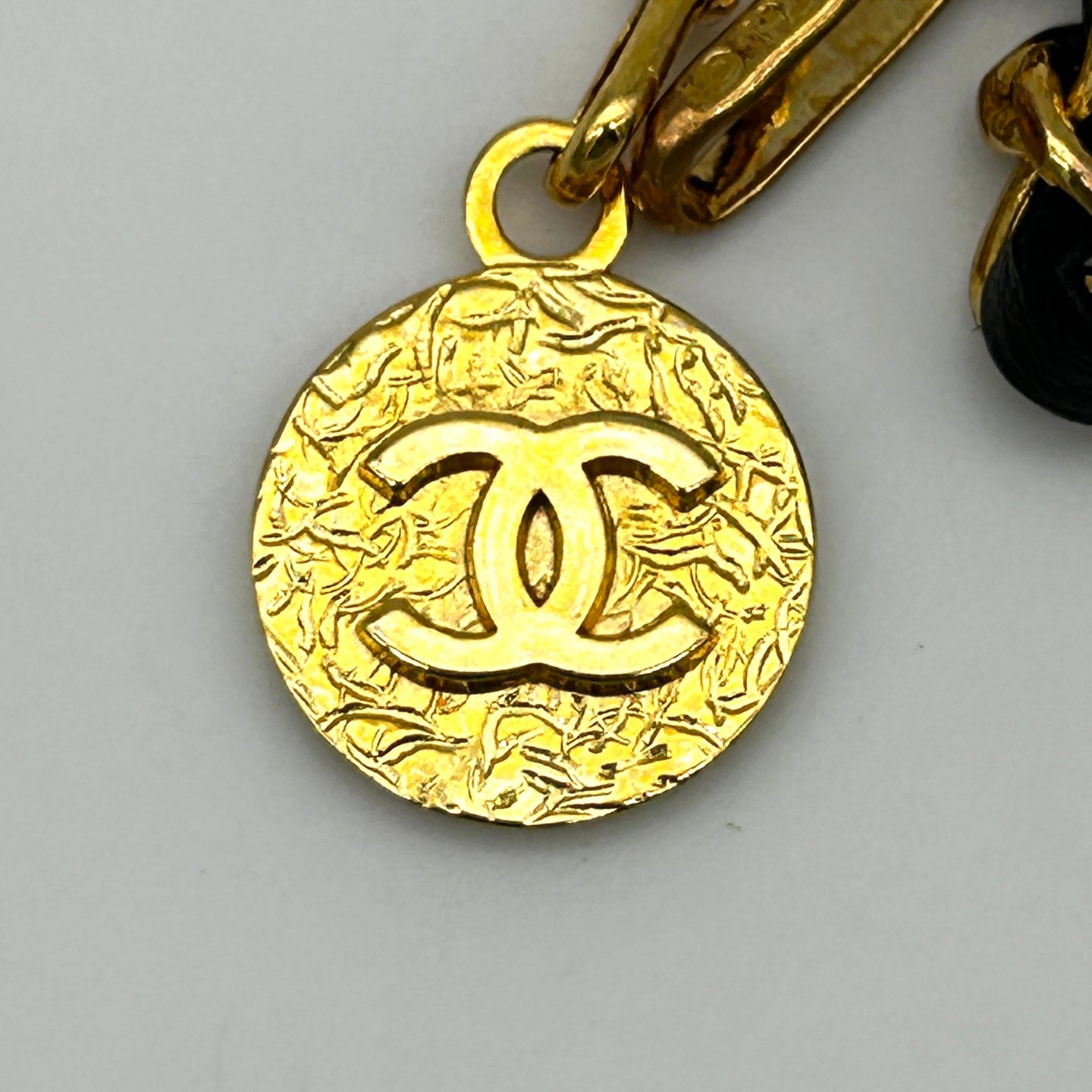 Chanel Vintage Black Leather Chain Coin Belt [Used]