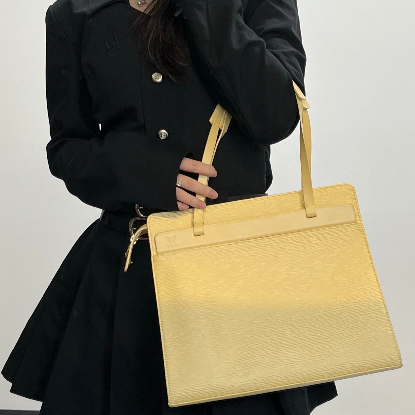 Louis Vuitton Light Yellow Croisette PM Epi Leather Shoulder Tote Bag [Used]
