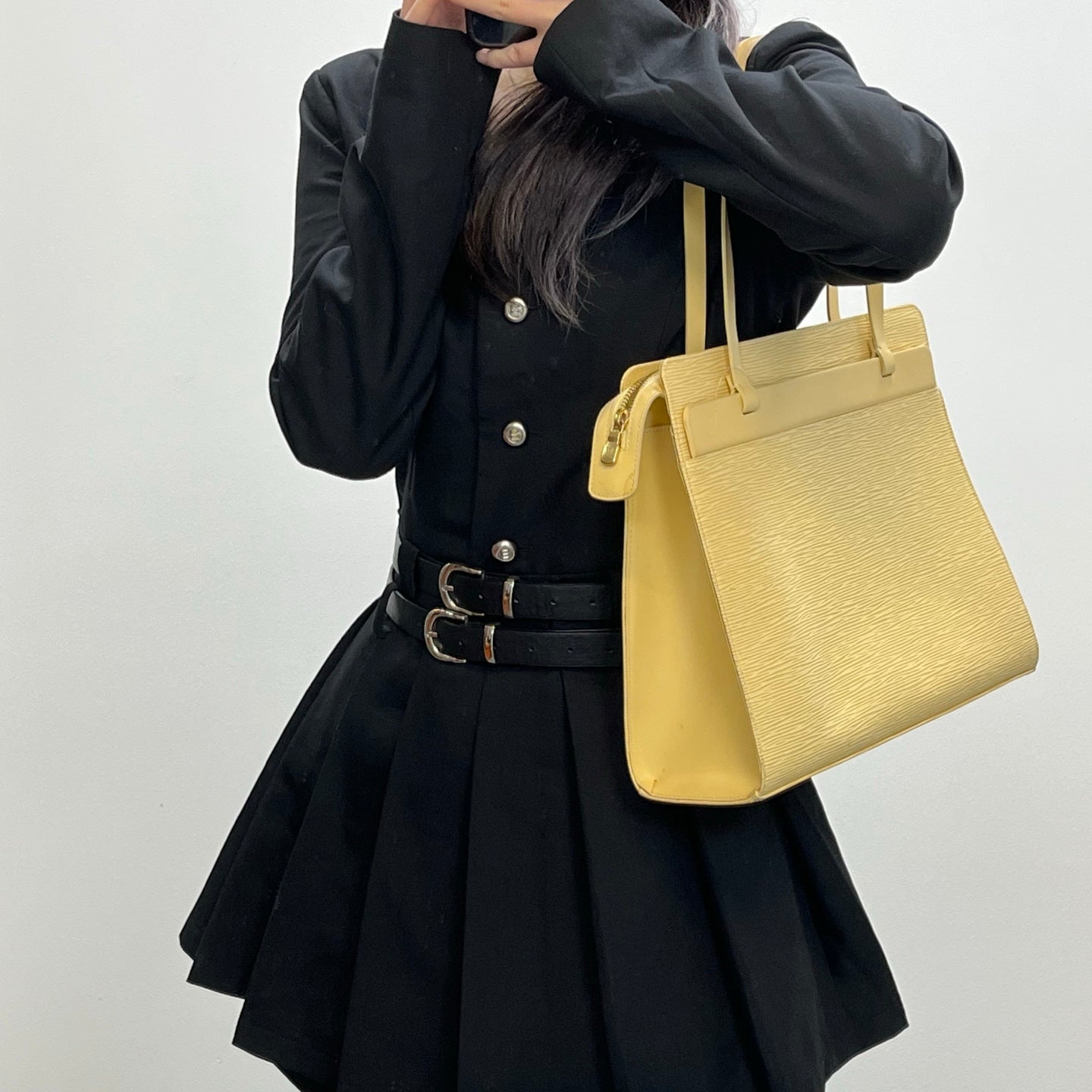 Louis Vuitton Light Yellow Croisette PM Epi Leather Shoulder Tote Bag [Used]