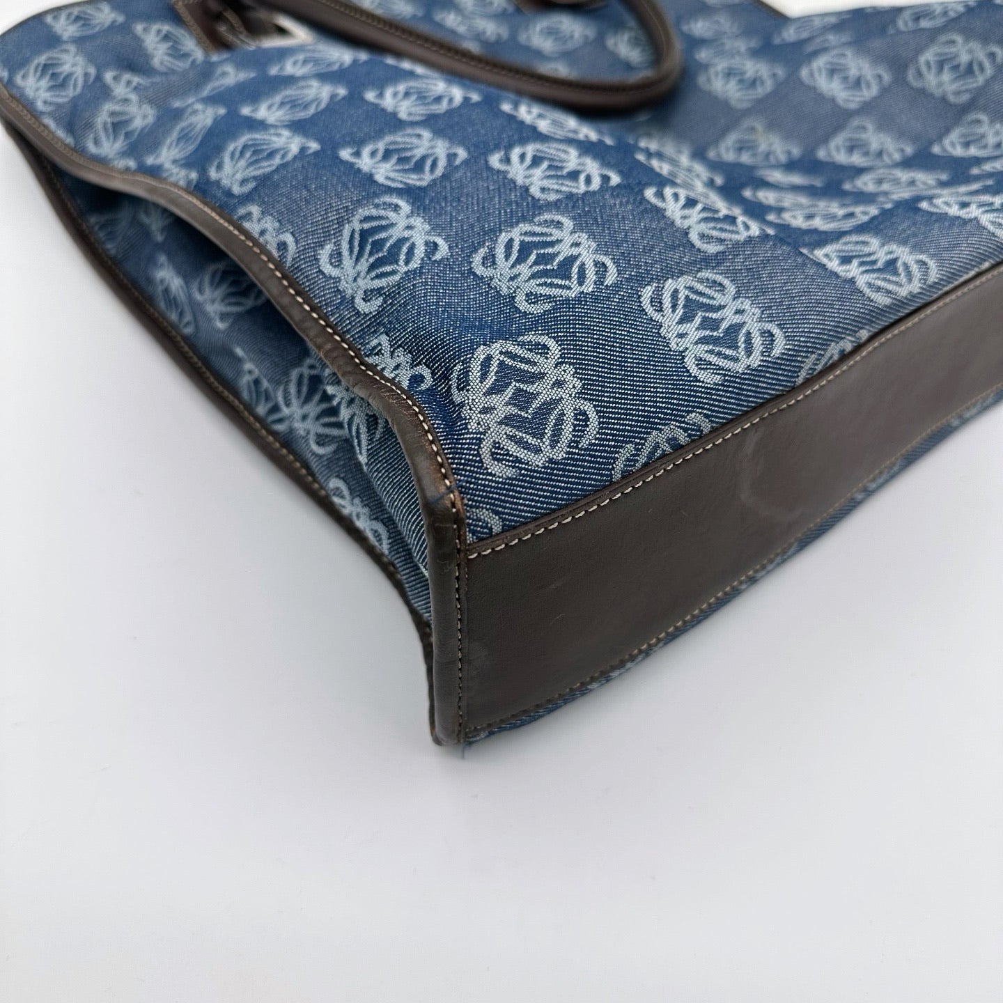 Loewe Blue Anagram Denim Leather Lightweight Shoulder Bag [Used]