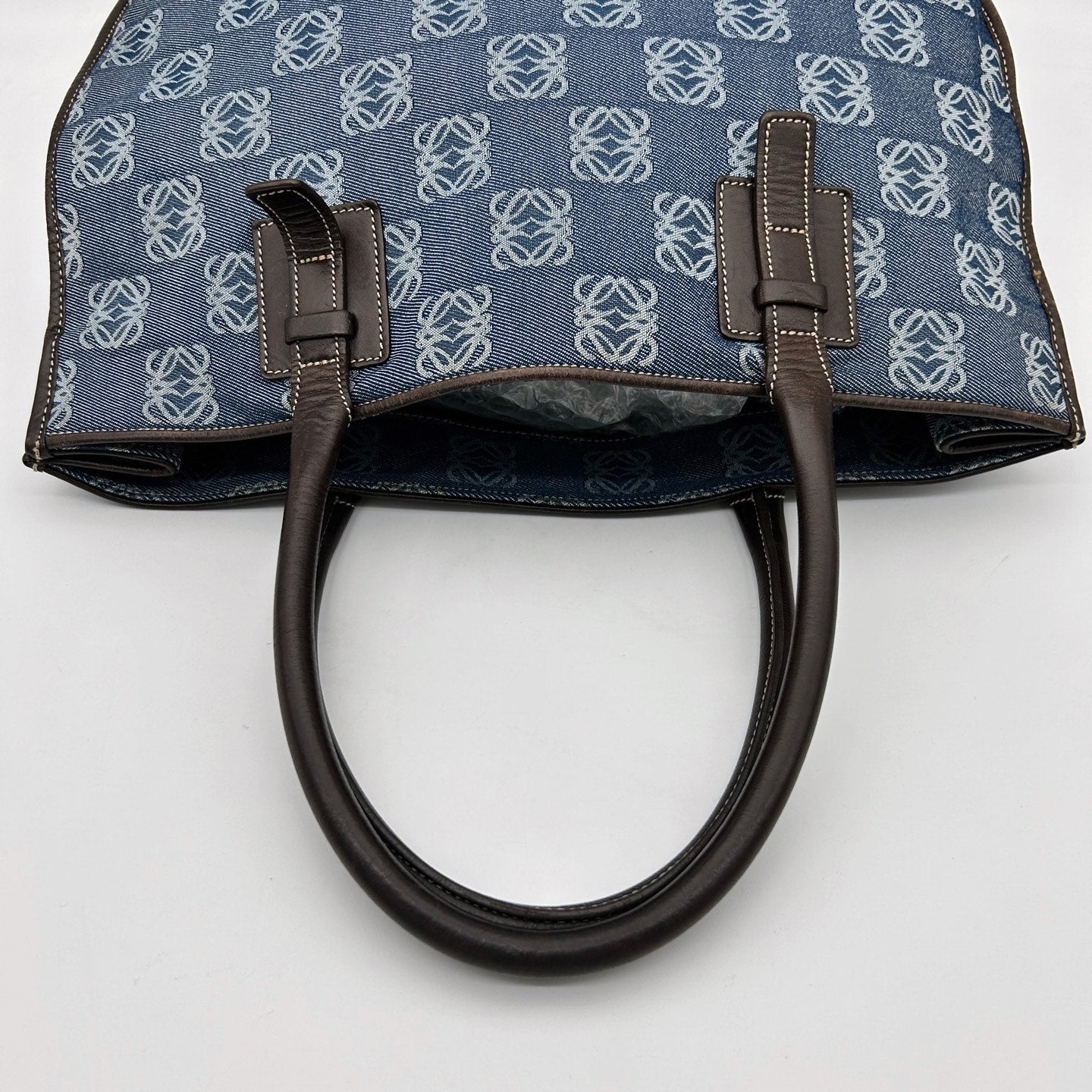 Loewe Blue Anagram Denim Leather Lightweight Shoulder Bag [Used]