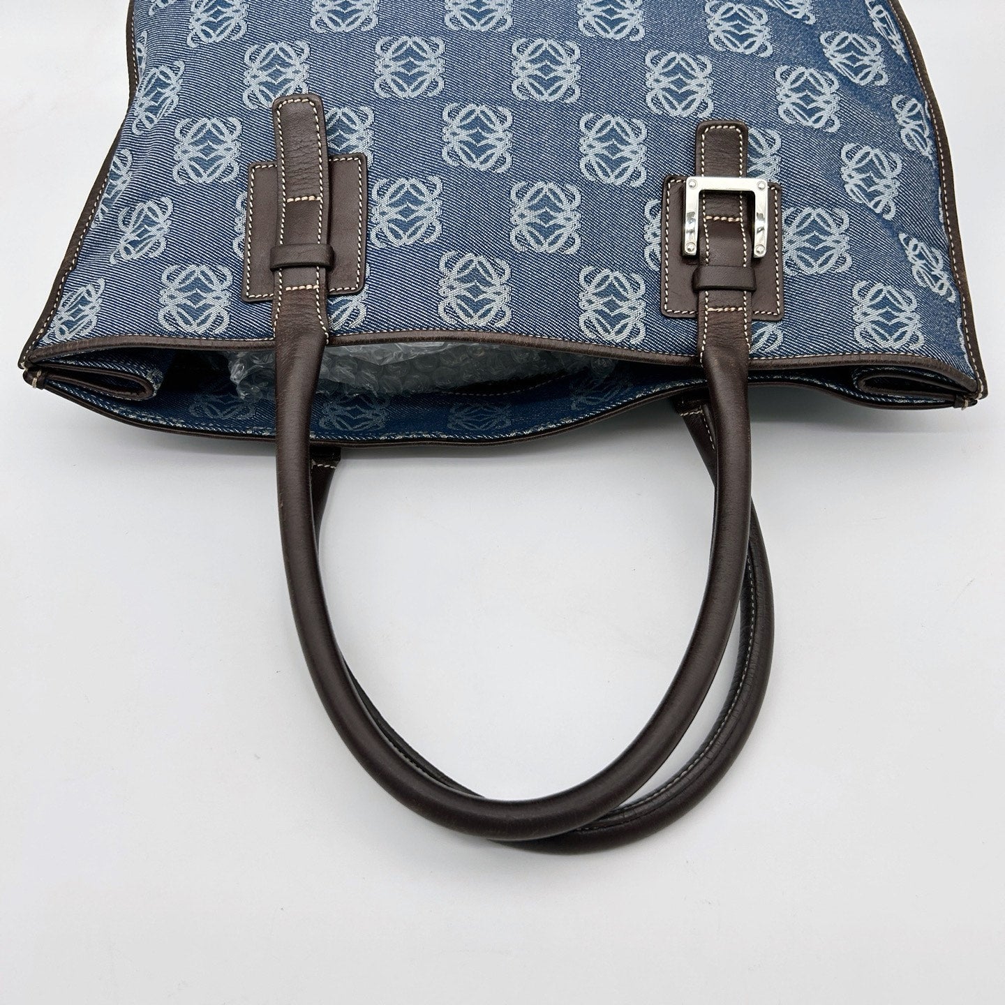 Loewe Blue Anagram Denim Leather Lightweight Shoulder Bag [Used]