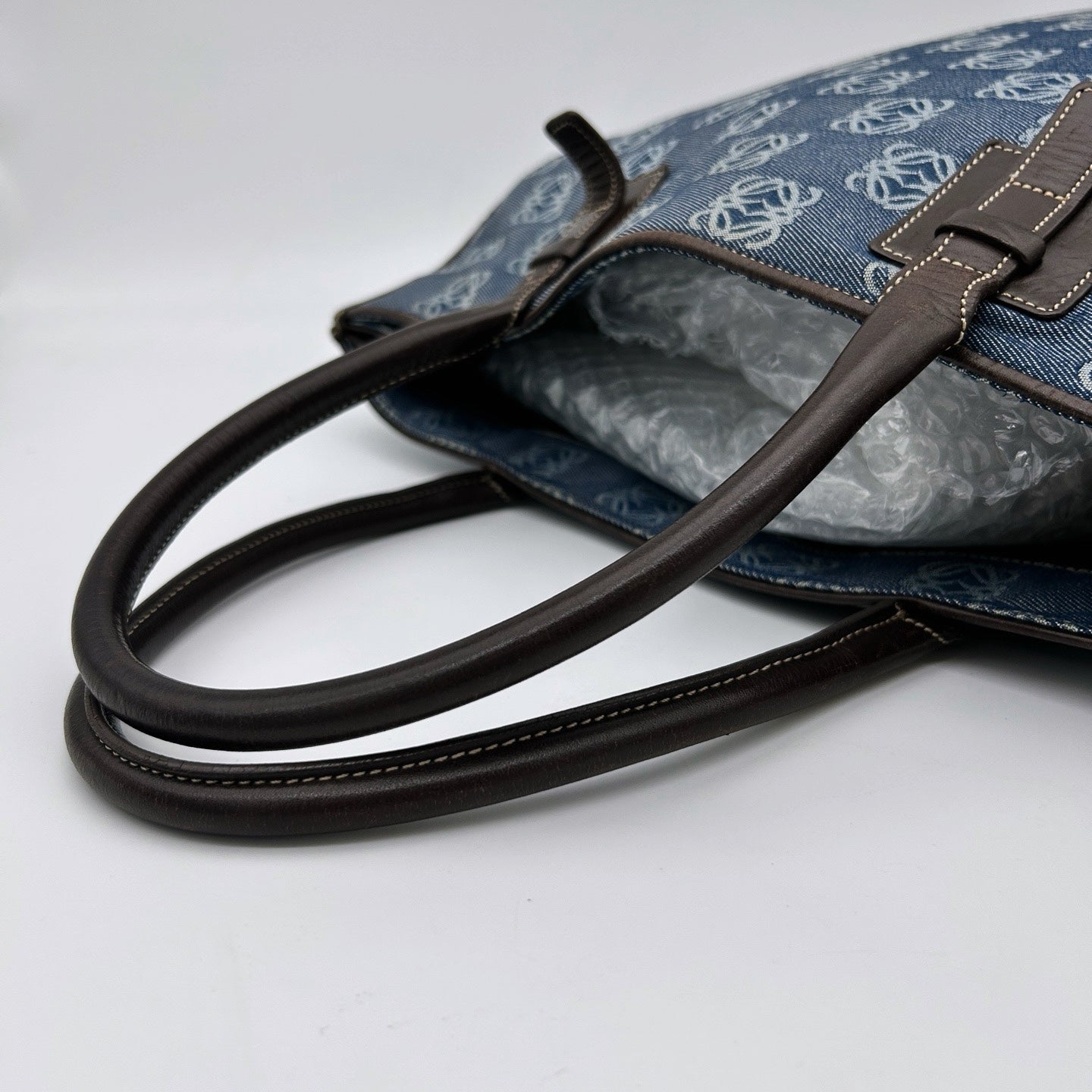 Loewe Blue Anagram Denim Leather Lightweight Shoulder Bag [Used]