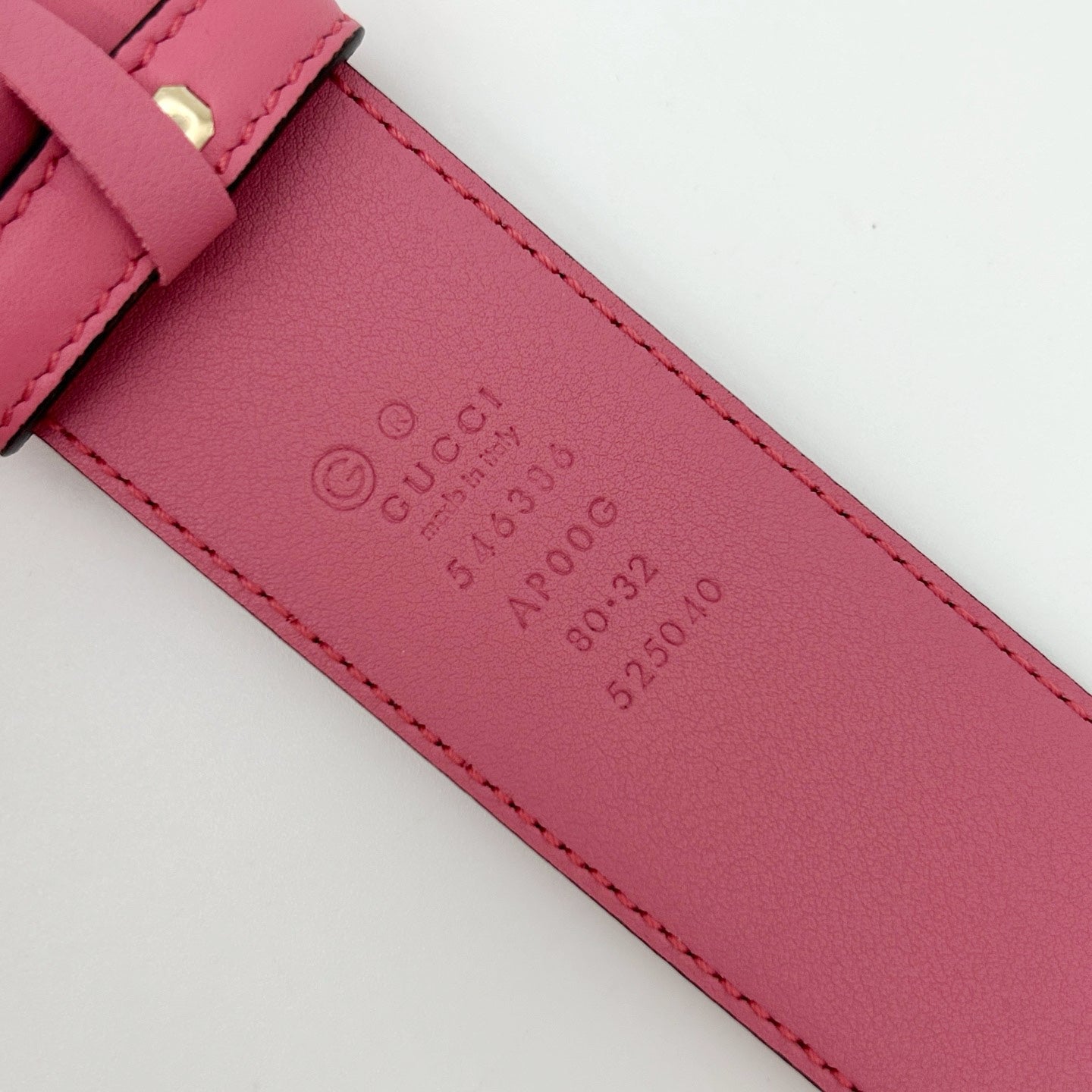Gucci Pink Gold Logo Leather Belt [Unused]