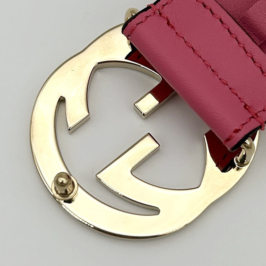 Gucci Pink Gold Logo Leather Belt [Unused]