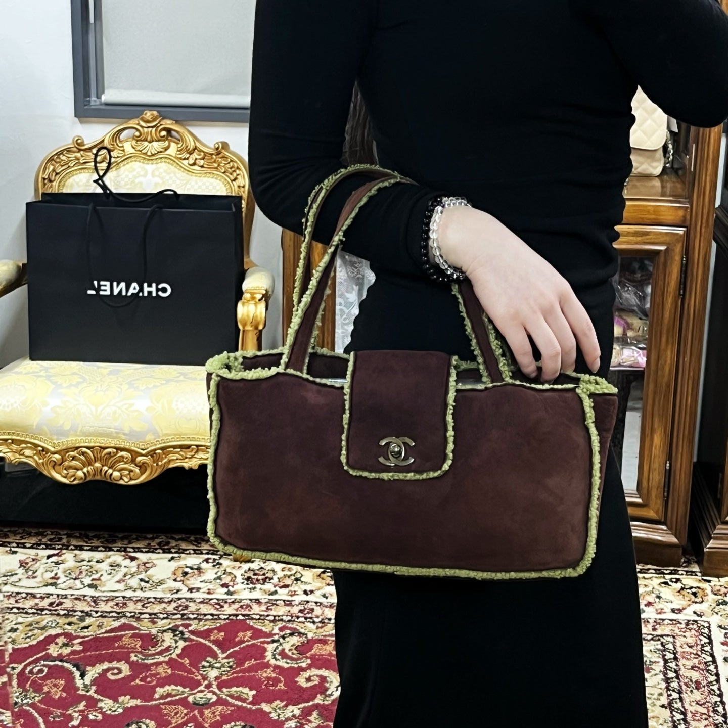 Chanel Brown Mouton Tote Handbag [Used]