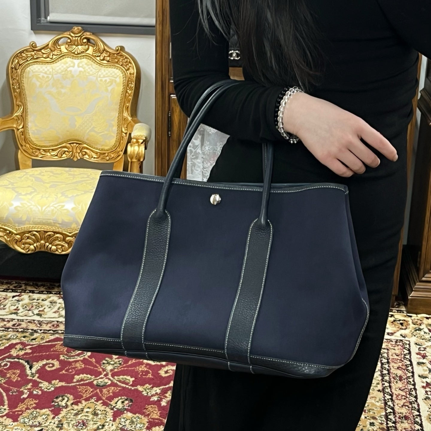 Hermès Blue Canvas Garden Party 36 TPM Tote Bag [Used]