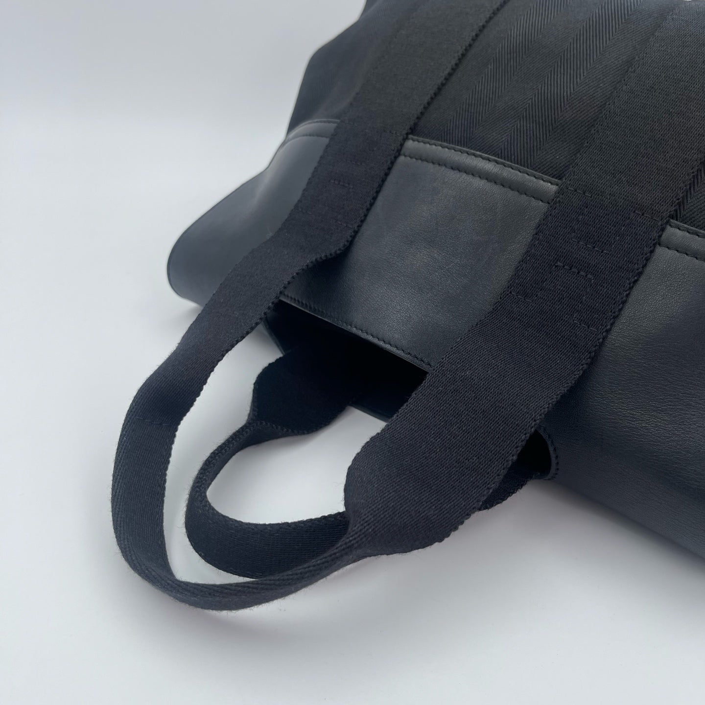 Hermes Black Toile Chevrons Valparaiso PM Tote Handbag