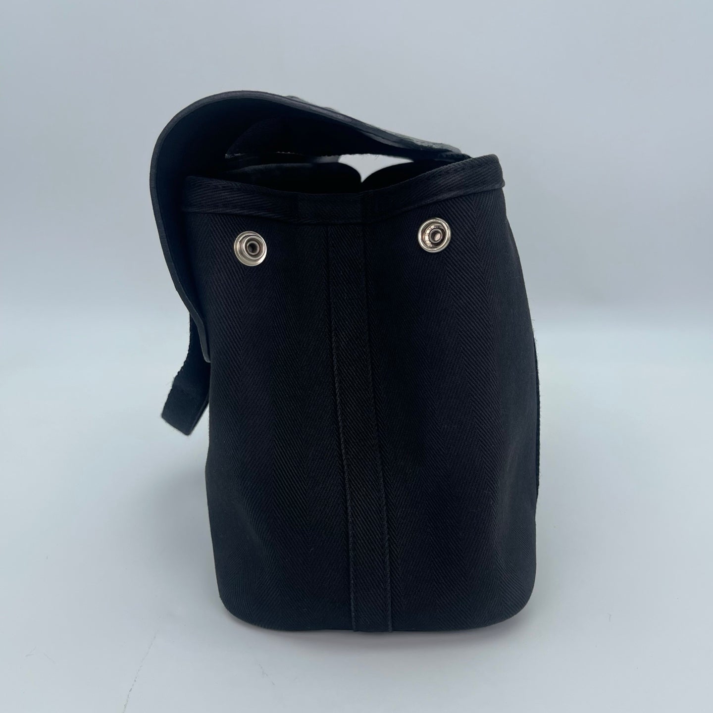 Hermes Black Toile Chevrons Valparaiso PM Tote Handbag