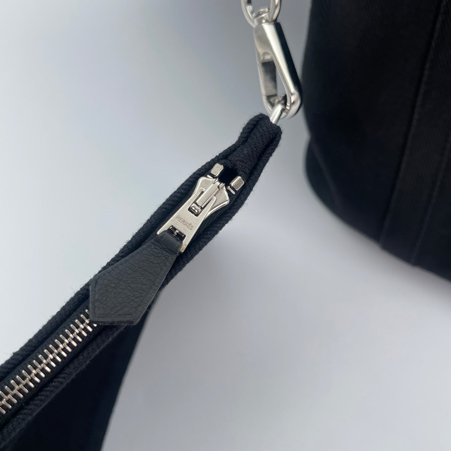 Hermes Black Toile Chevrons Valparaiso PM Tote Handbag