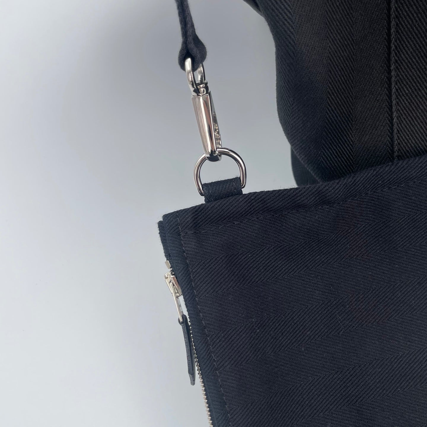 Hermes Black Toile Chevrons Valparaiso PM Tote Handbag