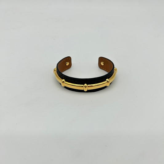 Hermès Vintage Black & Gold Bamboo Style Bangle Bracelet [Used]