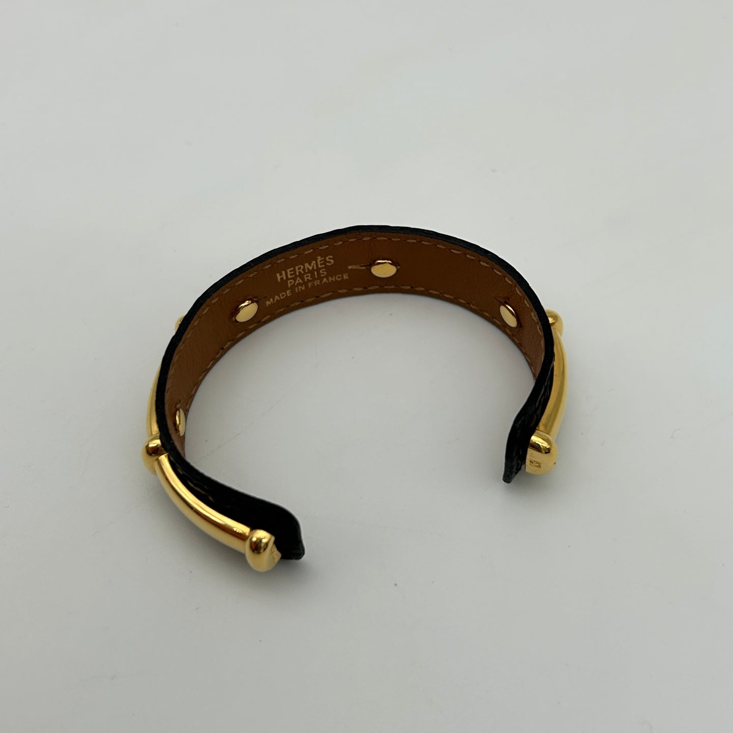 Hermès Vintage Black & Gold Bamboo Style Bangle Bracelet [Used]