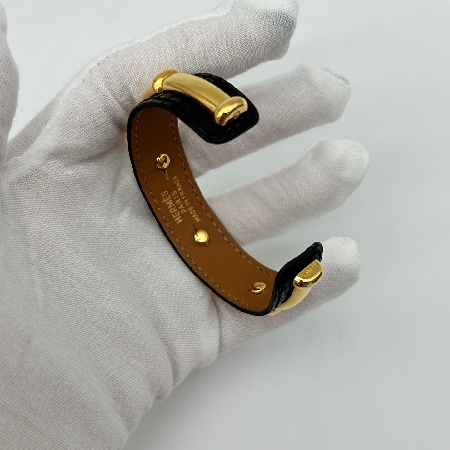 Hermès Vintage Black & Gold Bamboo Style Bangle Bracelet [Used]