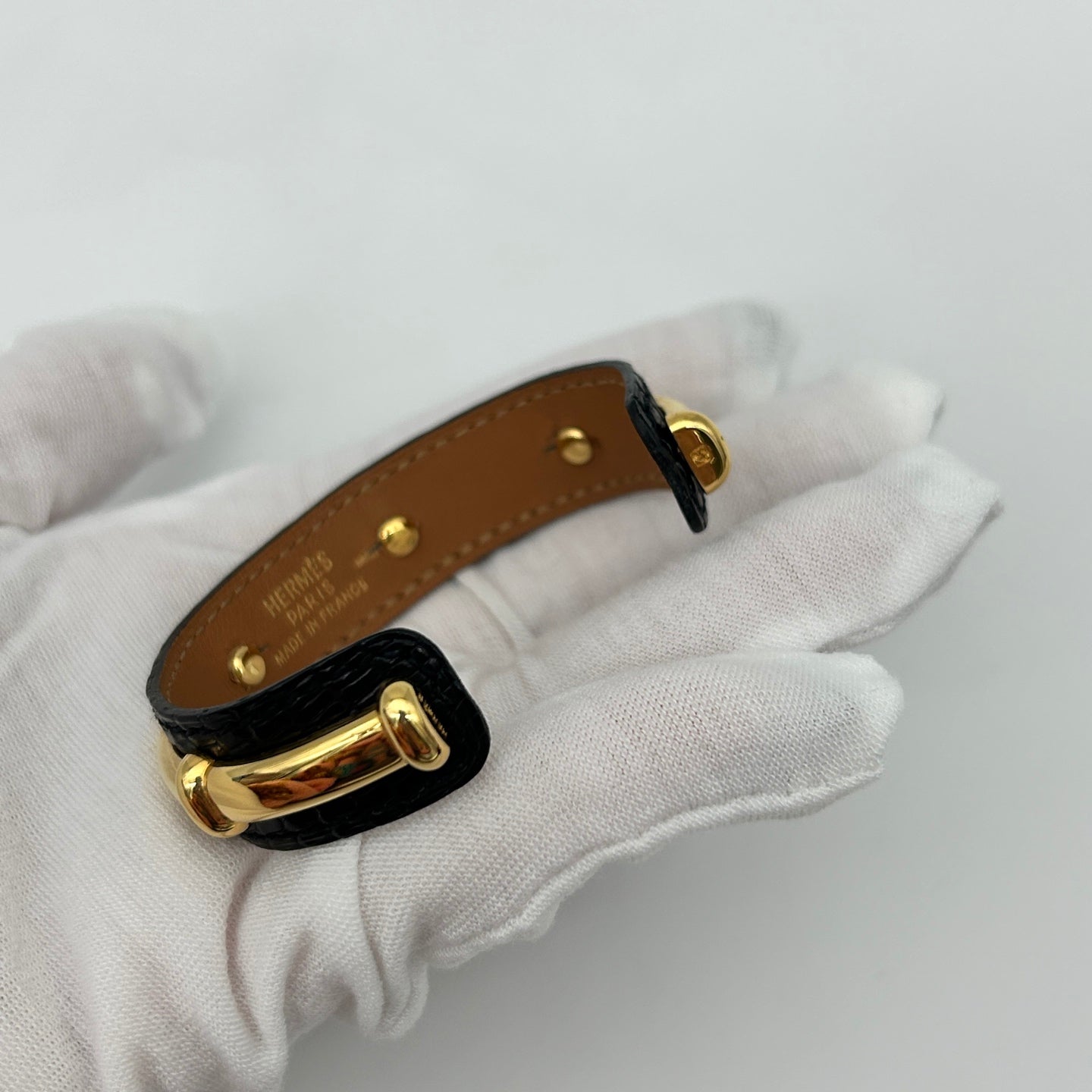 Hermès Vintage Black & Gold Bamboo Style Bangle Bracelet [Used]