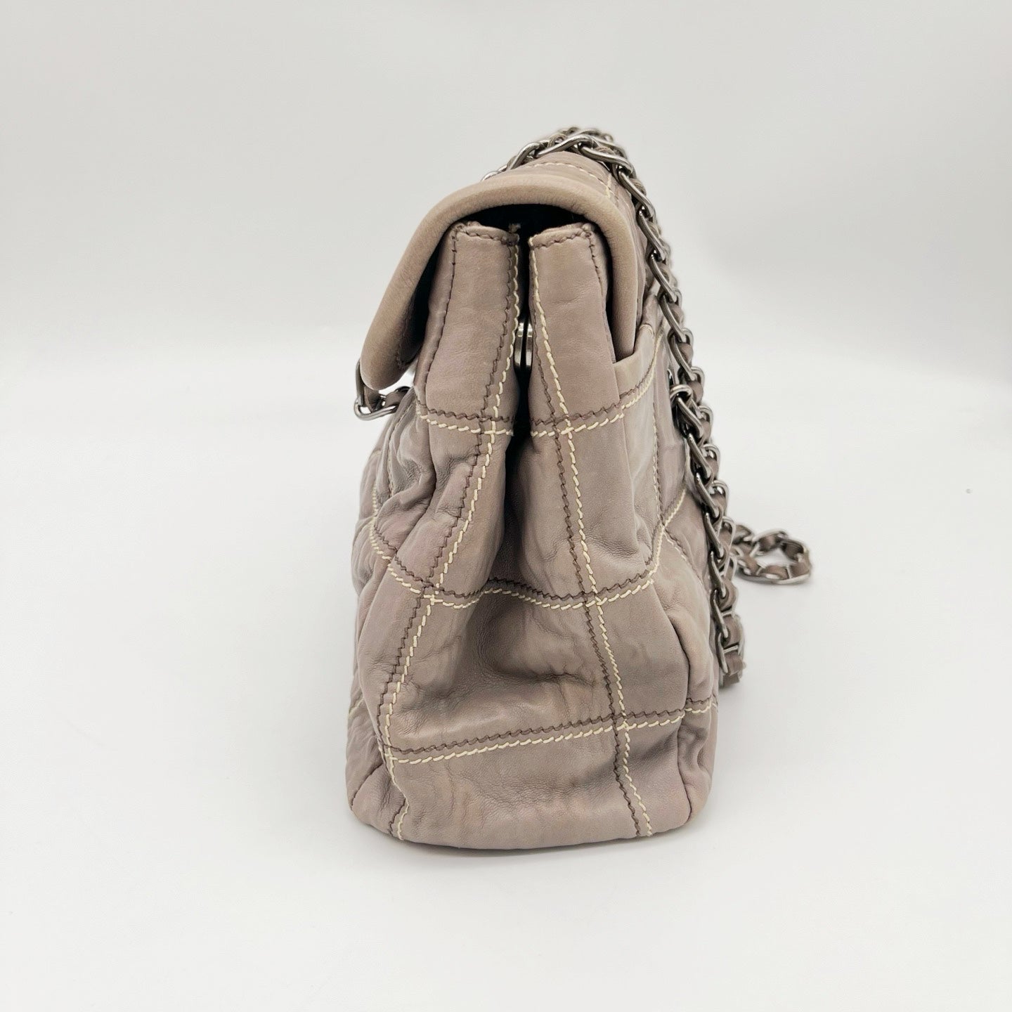 Prada Pink Ruched Leather Chain Tote Bag [Used]
