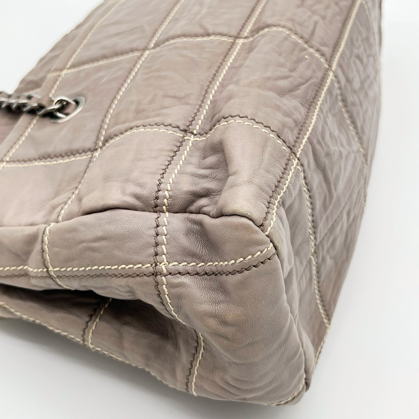 Prada Pink Ruched Leather Chain Tote Bag [Used]