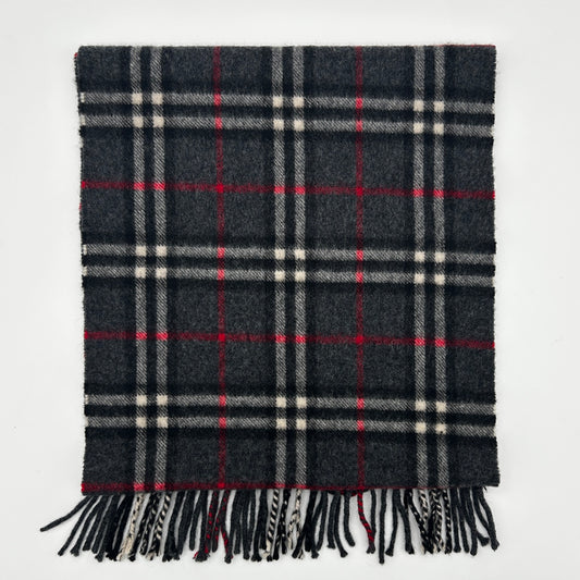 Burberry Grey Classic Check Cashmere Scarf [Used]
