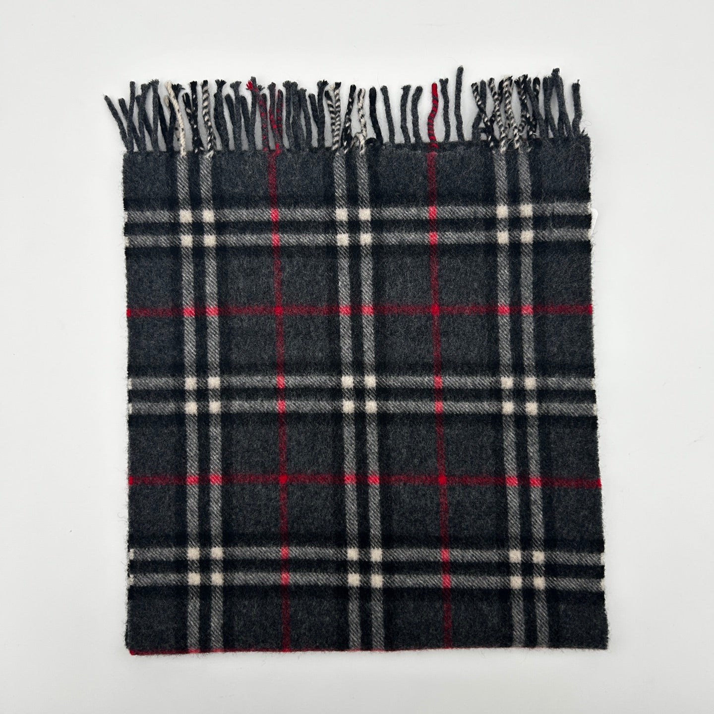 Burberry Grey Classic Check Cashmere Scarf [Used]