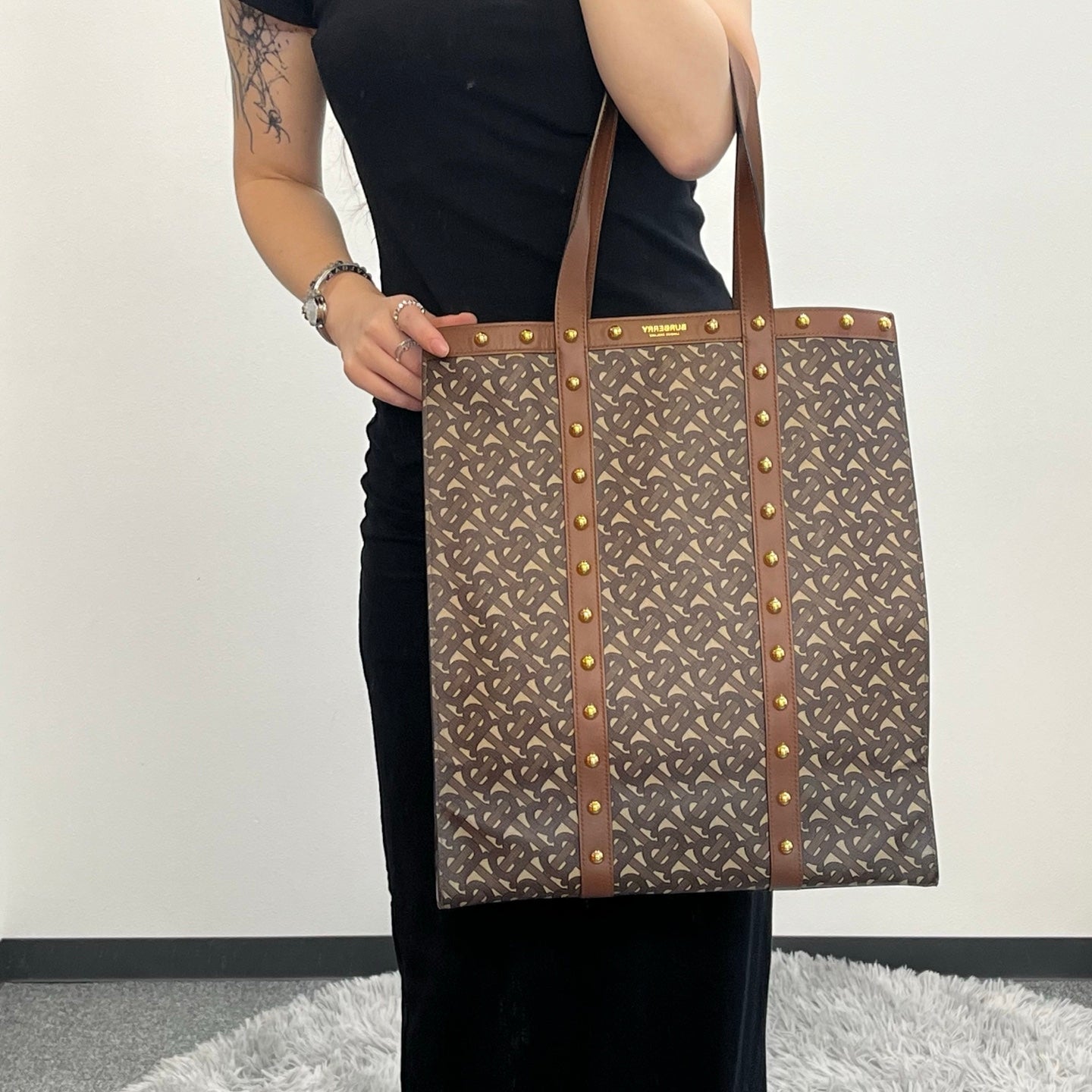 Burberry Brown Monogram Canvas Tote Bag [Used]