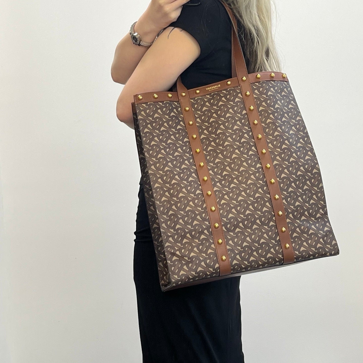 Burberry Brown Monogram Canvas Tote Bag [Used]