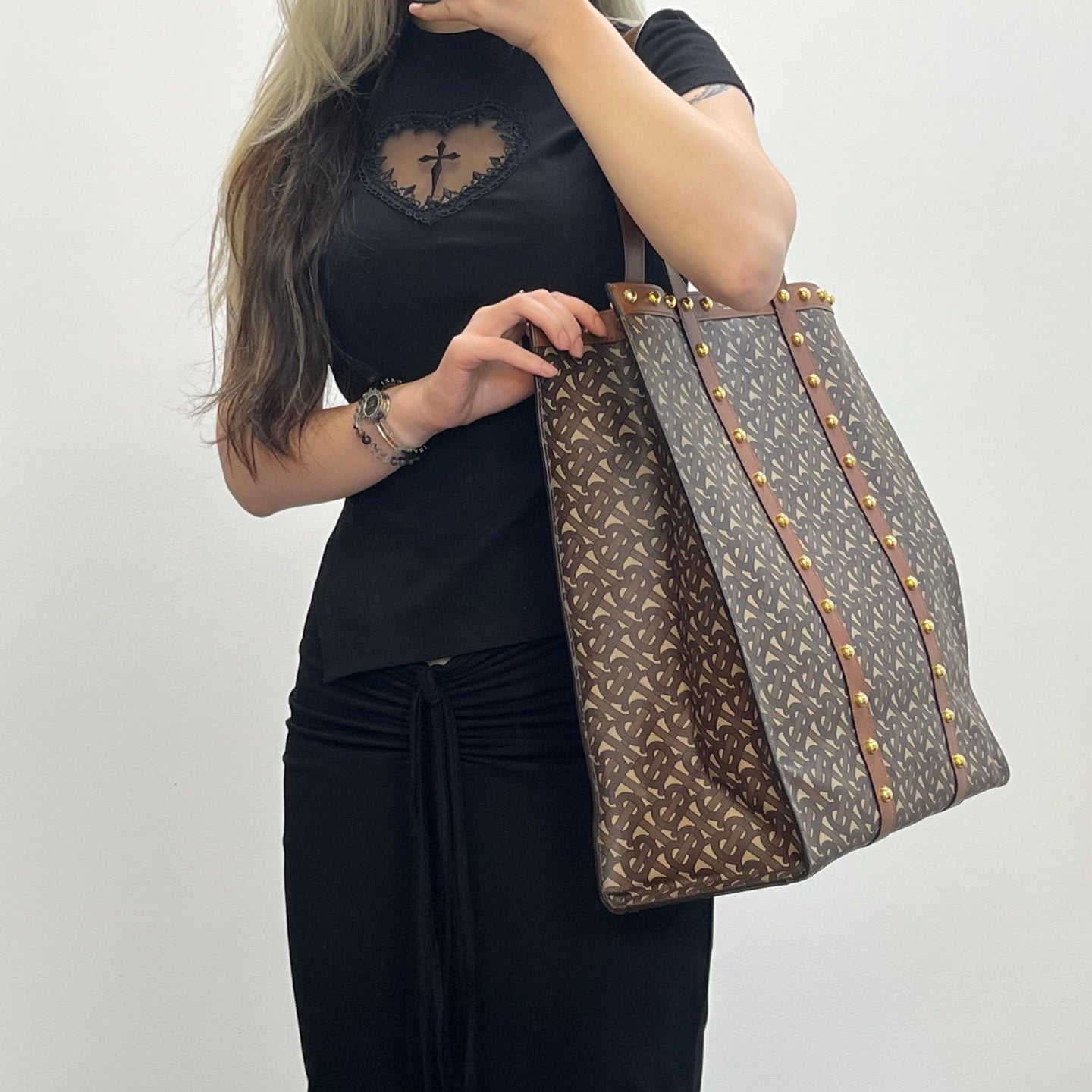 Burberry Brown Monogram Canvas Tote Bag [Used]