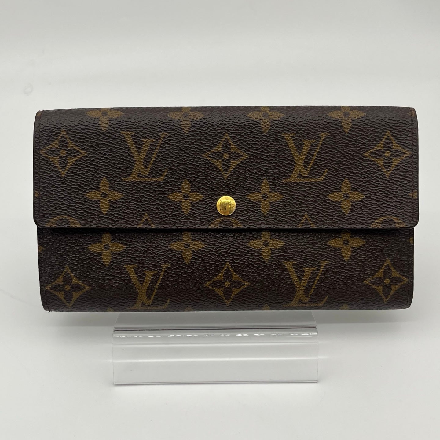 Louis Vuitton Monogram Canvas Flap Long Wallet Gold Button [Used]