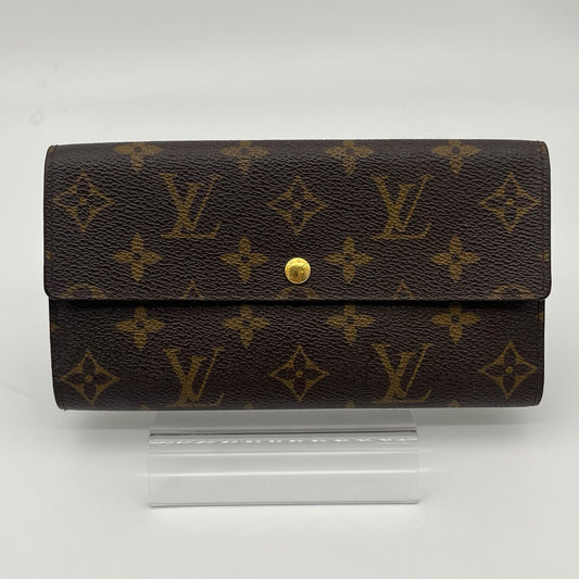 Louis Vuitton Monogram Canvas Flap Long Wallet Gold Button [Used]
