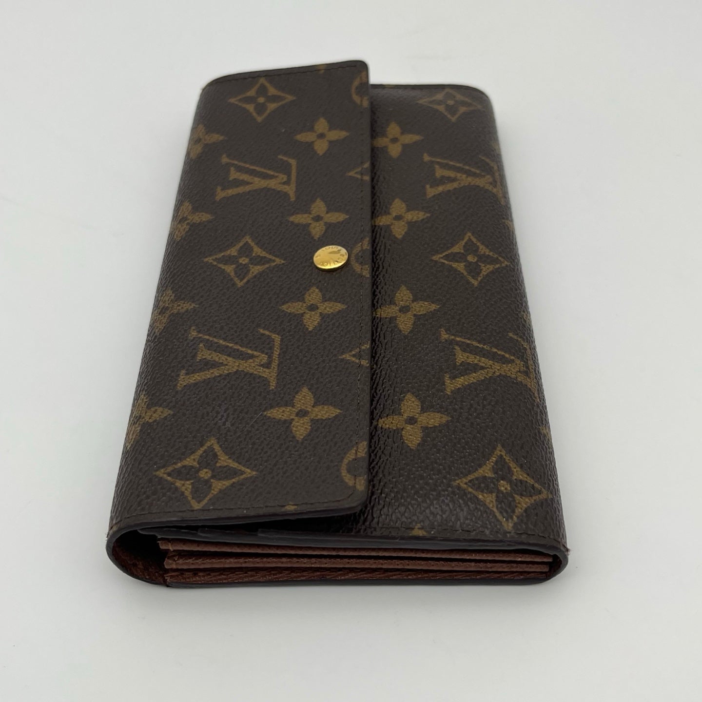 Louis Vuitton Monogram Canvas Flap Long Wallet Gold Button [Used]