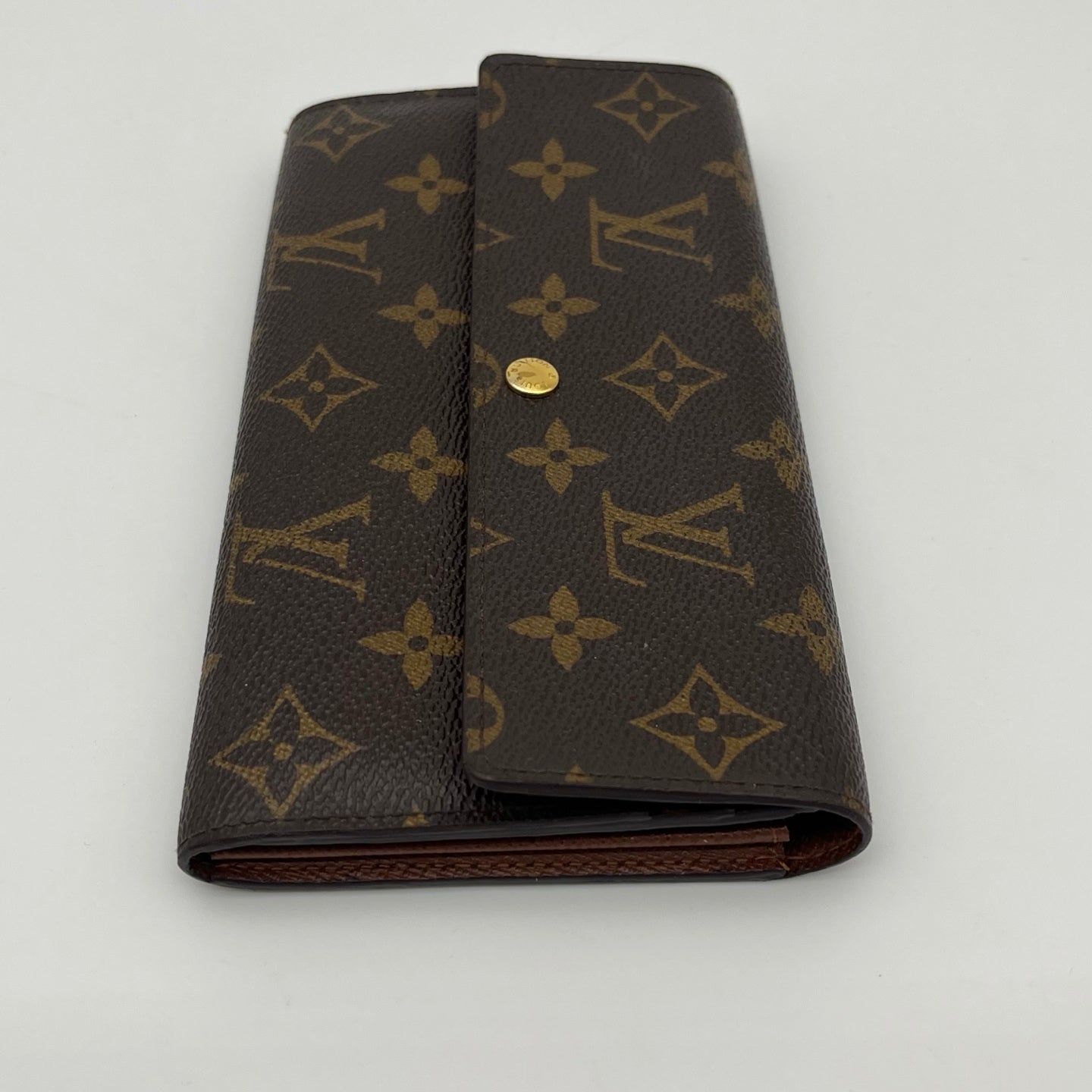Louis Vuitton Monogram Canvas Flap Long Wallet Gold Button [Used]