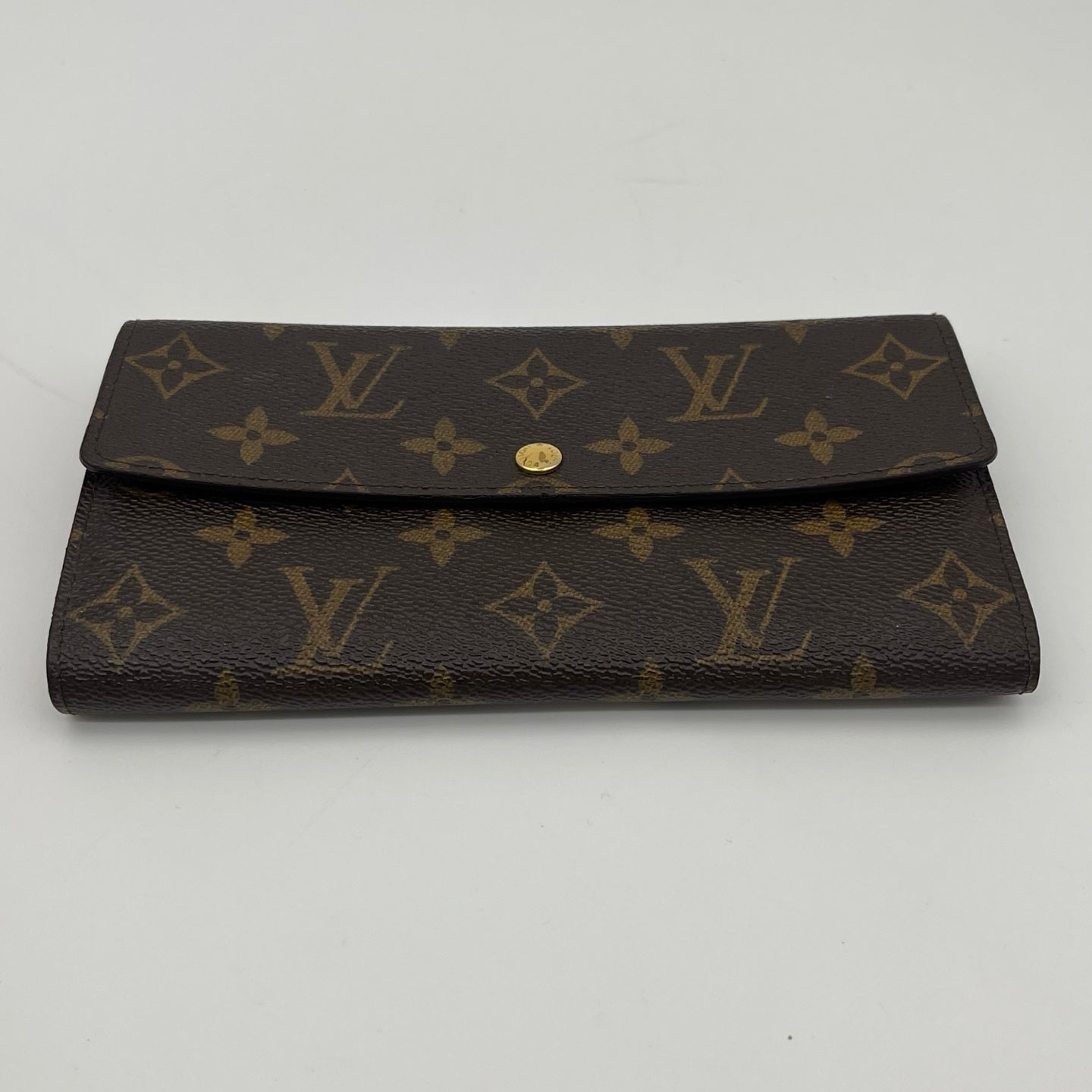Louis Vuitton Monogram Canvas Flap Long Wallet Gold Button [Used]