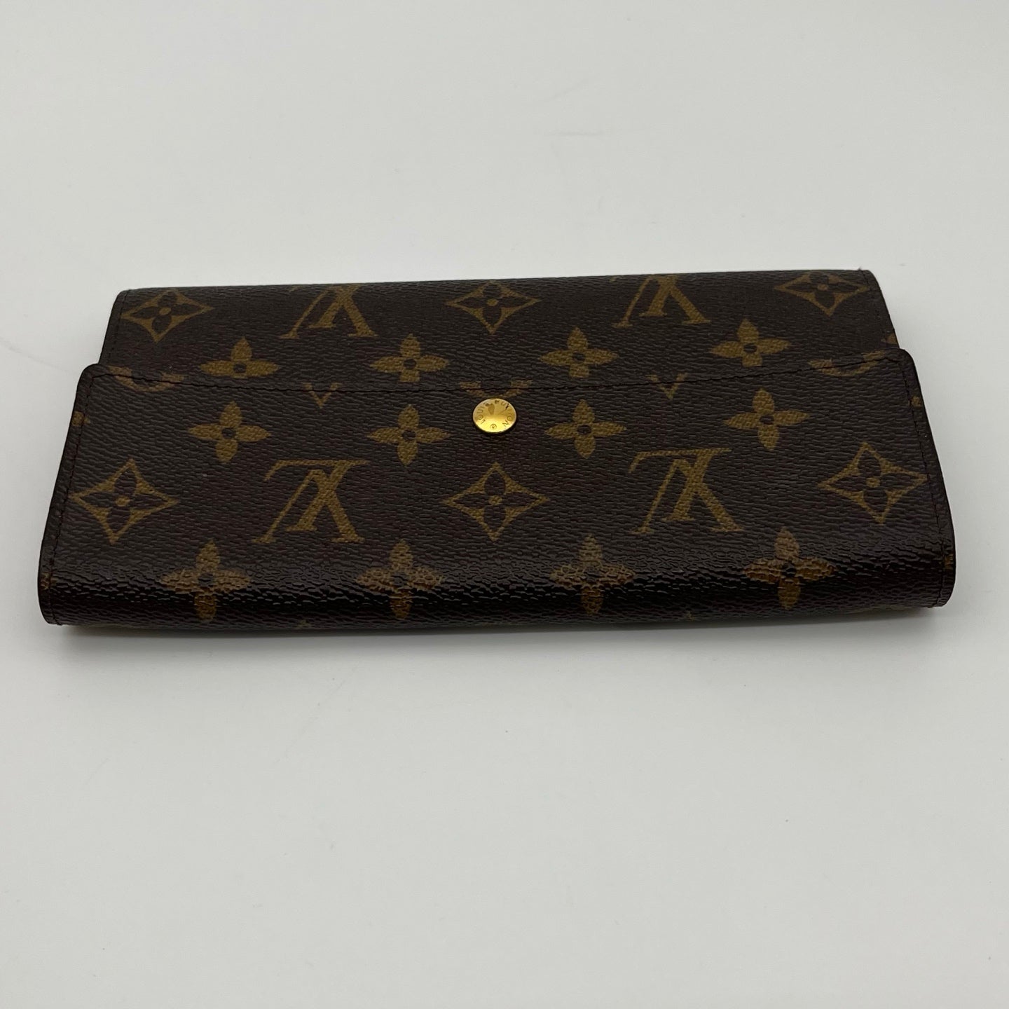 Louis Vuitton Monogram Canvas Flap Long Wallet Gold Button [Used]