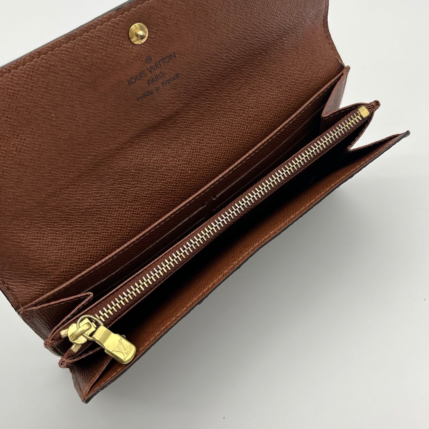Louis Vuitton Monogram Canvas Flap Long Wallet Gold Button [Used]