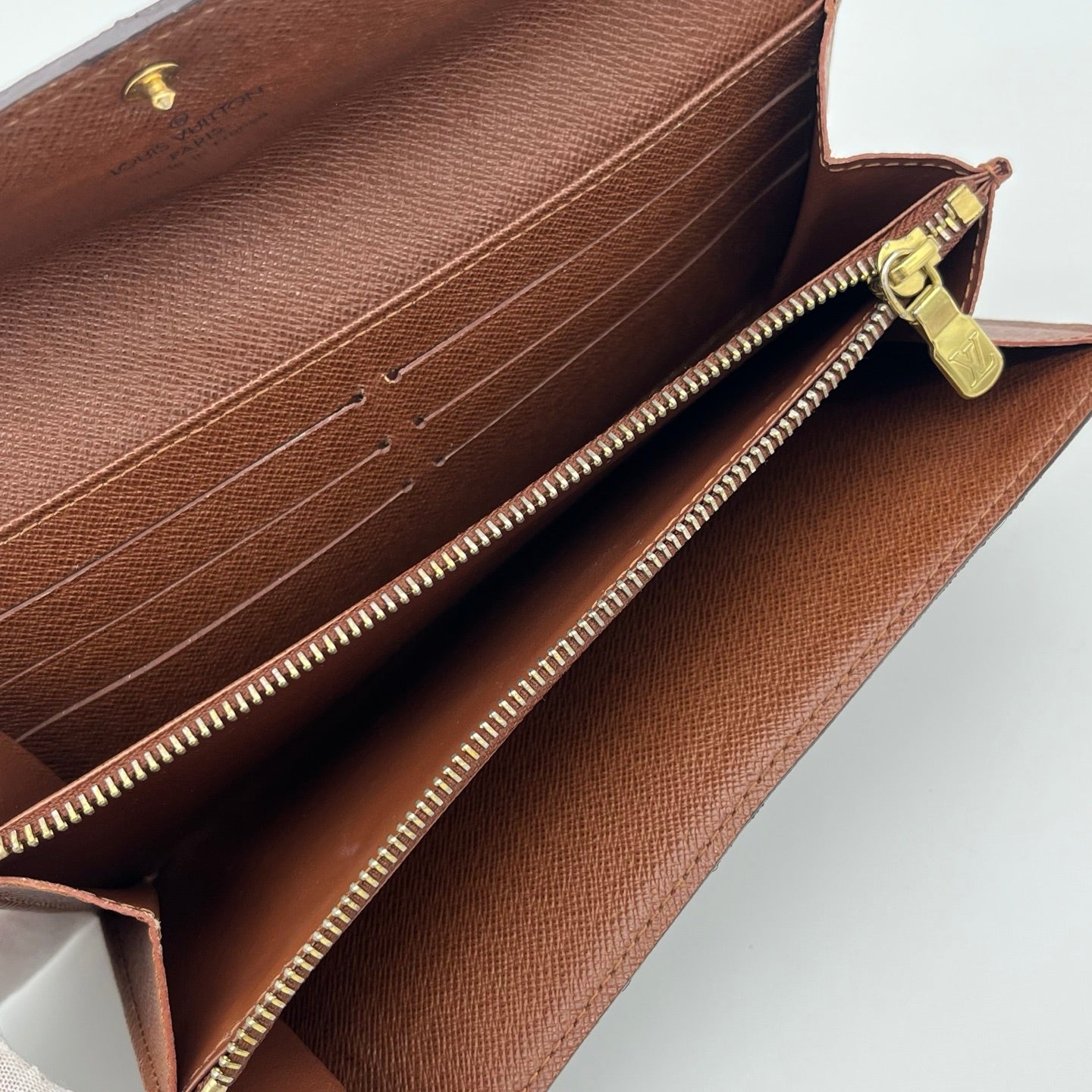 Louis Vuitton Monogram Canvas Flap Long Wallet Gold Button [Used]