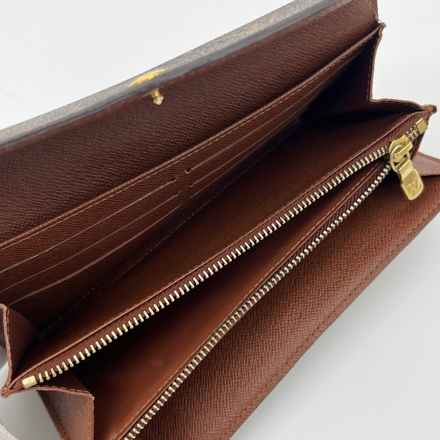 Louis Vuitton Monogram Canvas Flap Long Wallet Gold Button [Used]