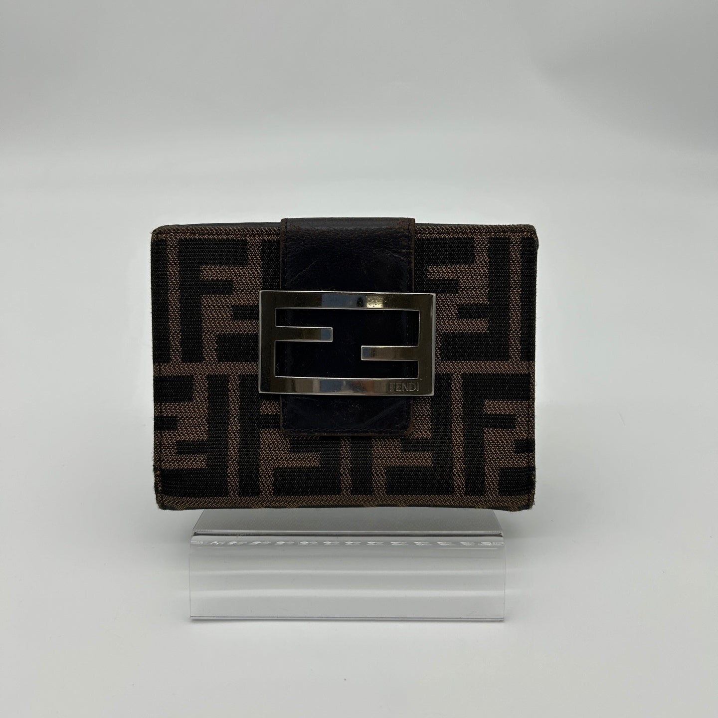 Fendi Zucca Canvas Bi-Fold Wallet Silver Hardware [Used]