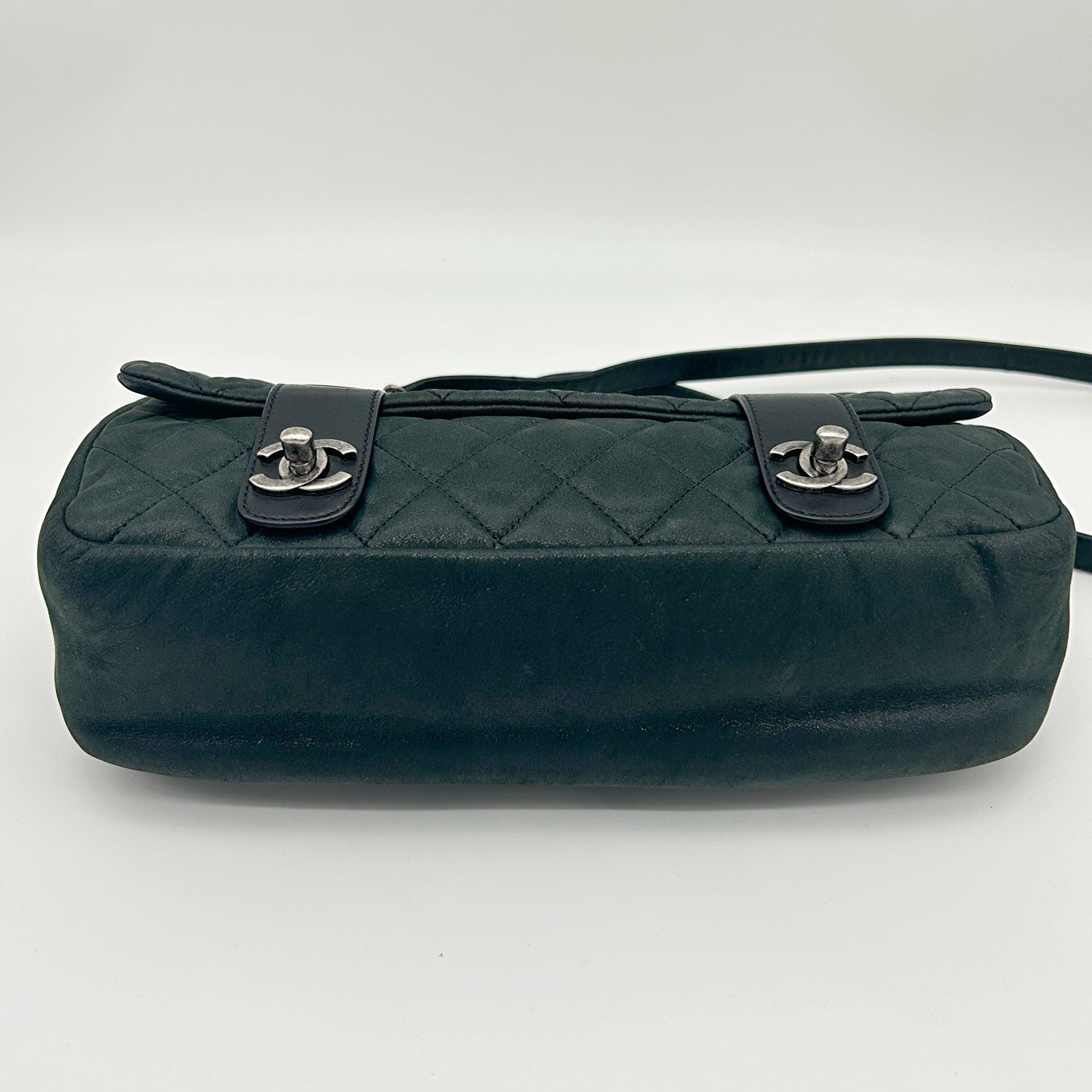 Chanel 2-Way Pearlescent Green Calfskin Messenger Cambridge Bag with Dual Silver Buckles [Used]