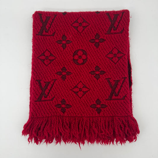 Louis Vuitton Monogram Red Wool Scarf Shawl [Used]