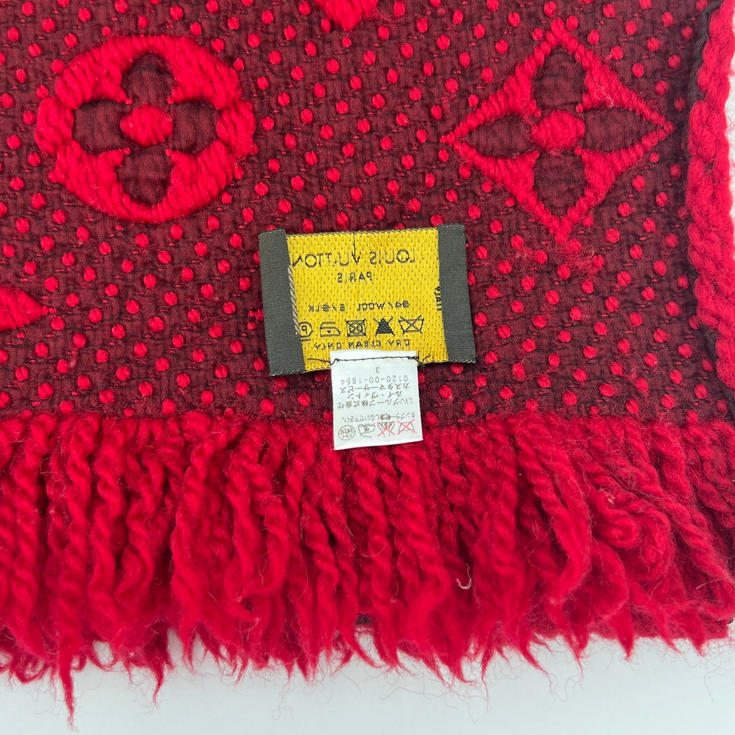 Louis Vuitton Monogram Red Wool Scarf Shawl [Used]