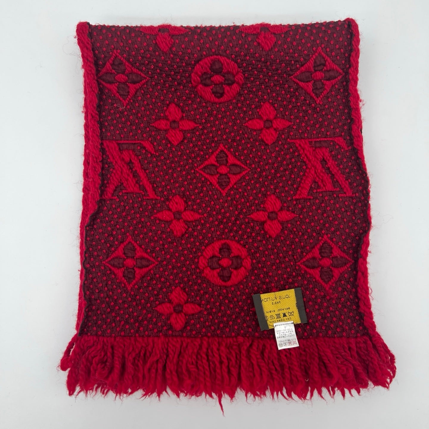 Louis Vuitton Monogram Red Wool Scarf Shawl [Used]