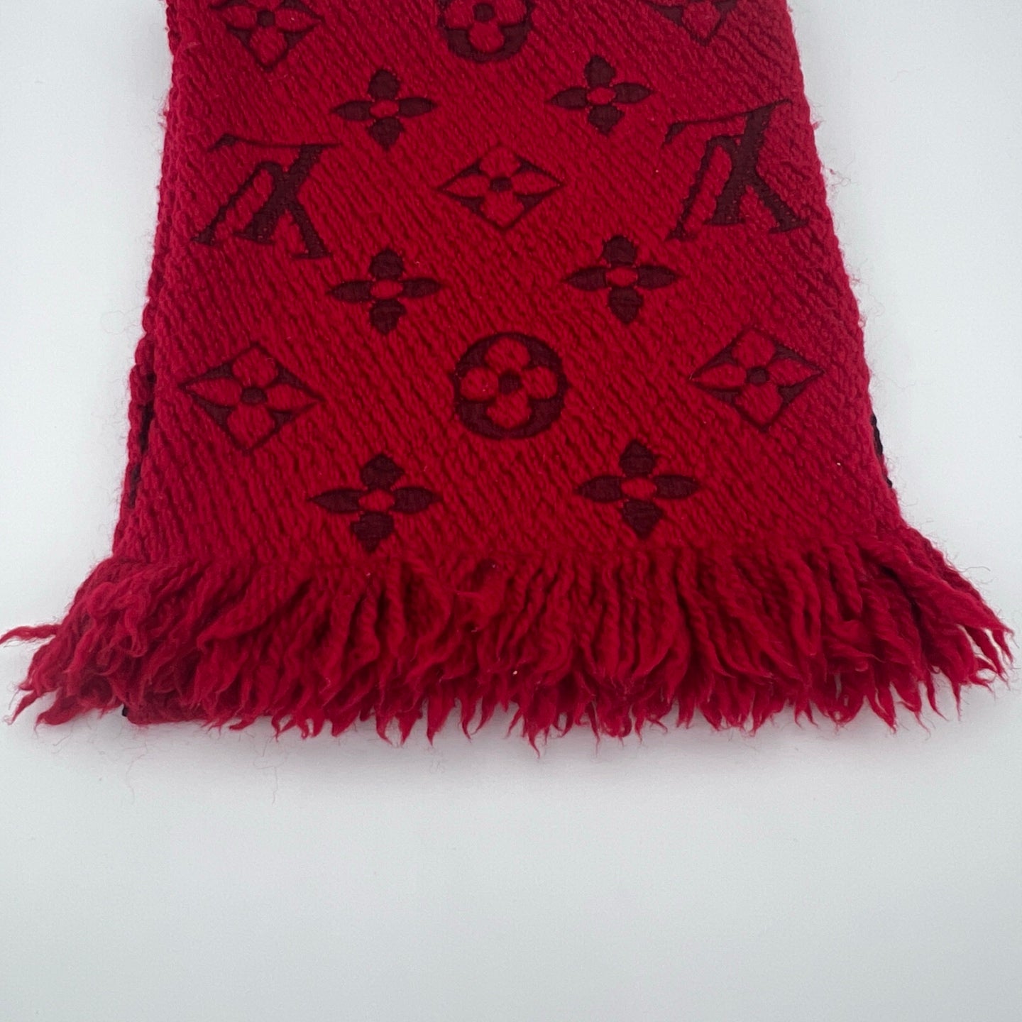 Louis Vuitton Monogram Red Wool Scarf Shawl [Used]
