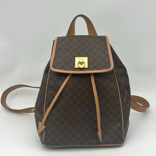 Celine Vintage Macadam Canvas Flap Backpack Brown [Used]