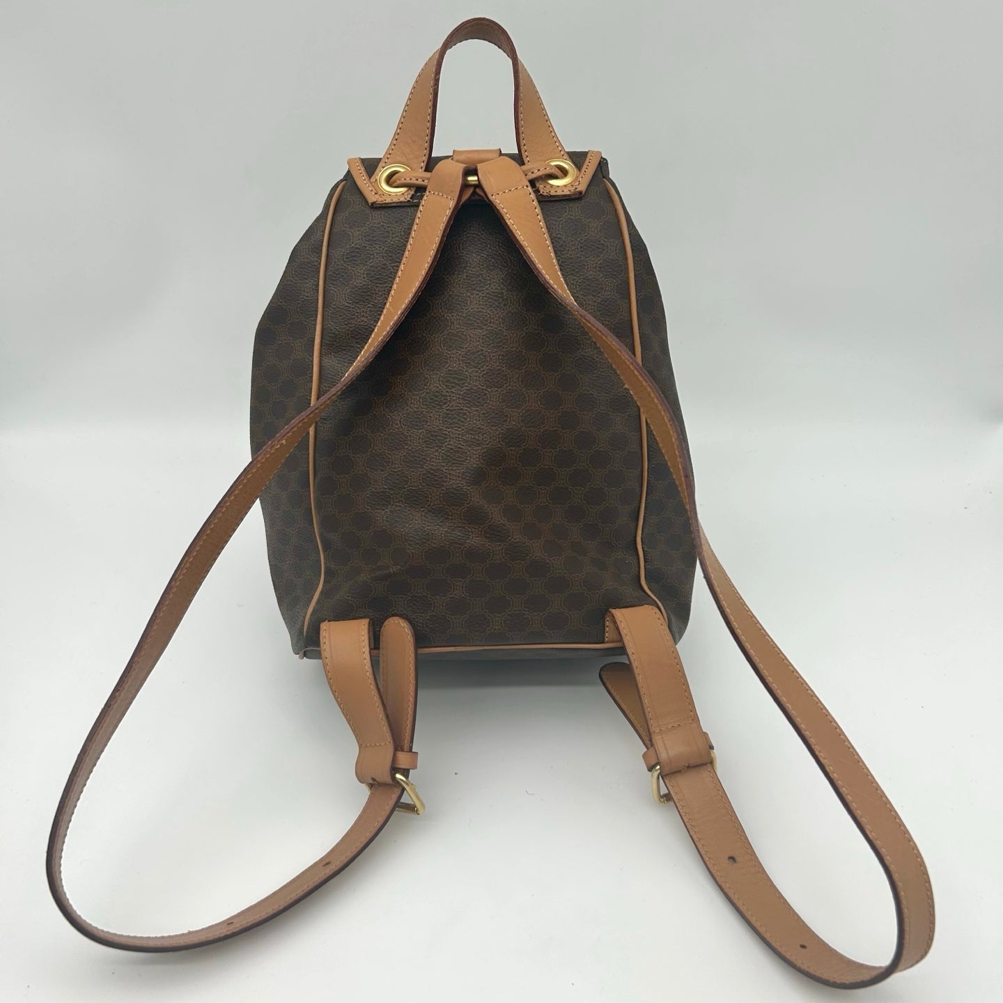 Celine Vintage Macadam Canvas Flap Backpack Brown [Used]