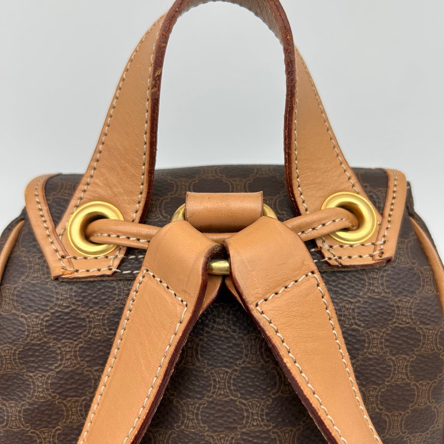 Celine Vintage Macadam Canvas Flap Backpack Brown [Used]