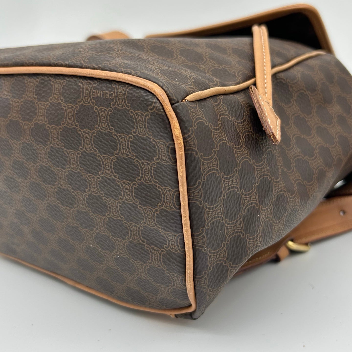 Celine Vintage Macadam Canvas Flap Backpack Brown [Used]