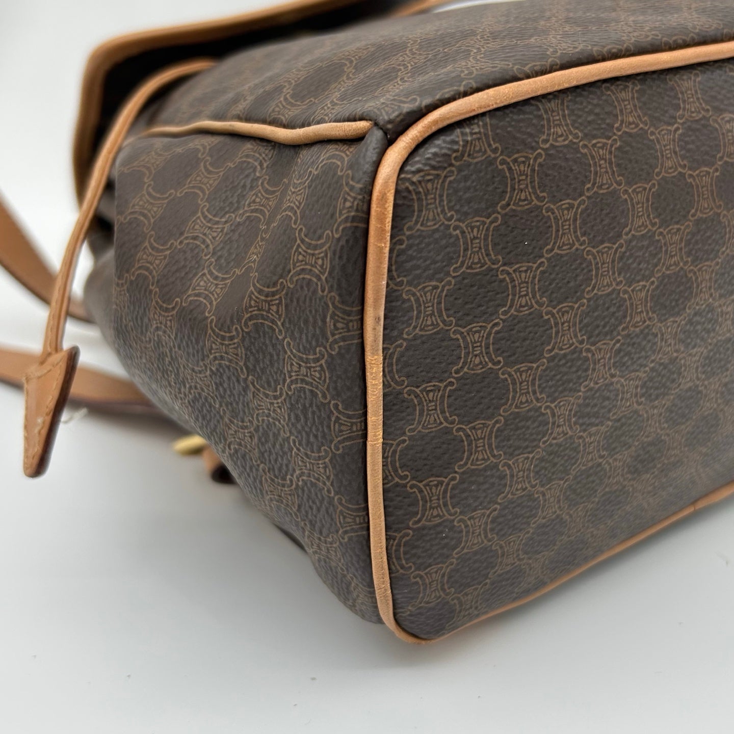 Celine Vintage Macadam Canvas Flap Backpack Brown [Used]